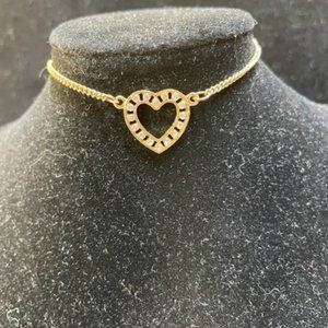 Sweetheart Gold Tone with white Stones 6.5" Chain and Pendant Bracelet